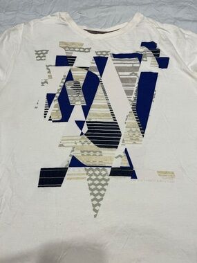 Sean John White Tee with Navy and Gray Collar Detail